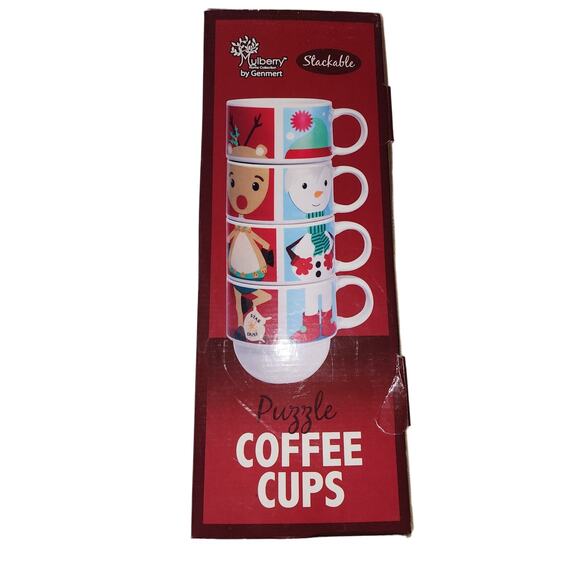 Mulberry Other - Mulberry Christmas Stackable Puzzle coffee tee Hot chocolate mugs 10 oz